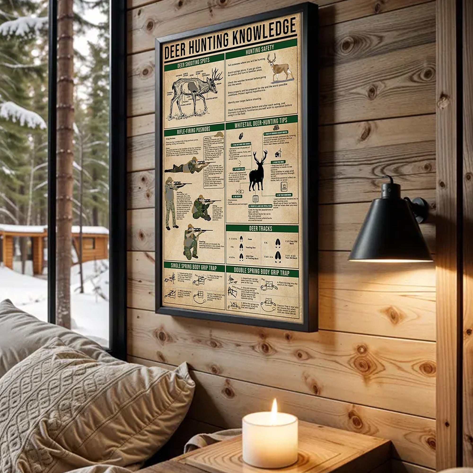 Deer Hunting Knowledge Canvas Art - Hunting Tips, Safety & Rifle Firing Guide | Perfect Gift for Hunters