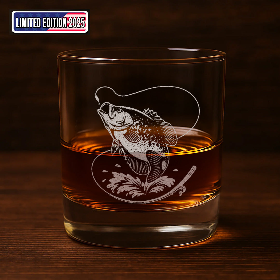 Fishing Engraved Whiskey Glass, Custom Rocks Glass Gift for Fisherman, Outdoor Barware