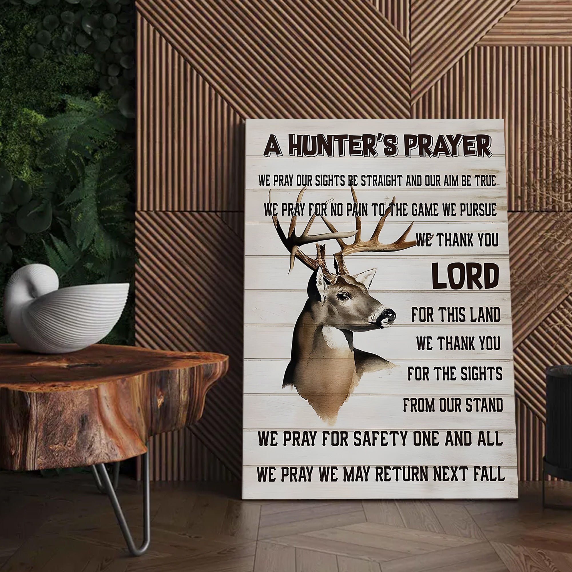 A Hunter’s Prayer Canvas – Deer Hunting Christian Rustic Wall Art Gift For Hunters