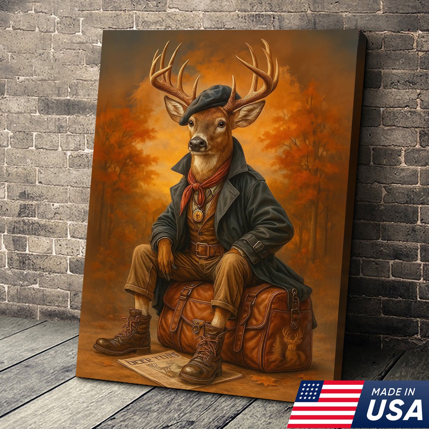 The Gentleman Hunter Deer Canvas Wall Art - Rustic Hunting Lodge - Deer Canvas Print for Hunters