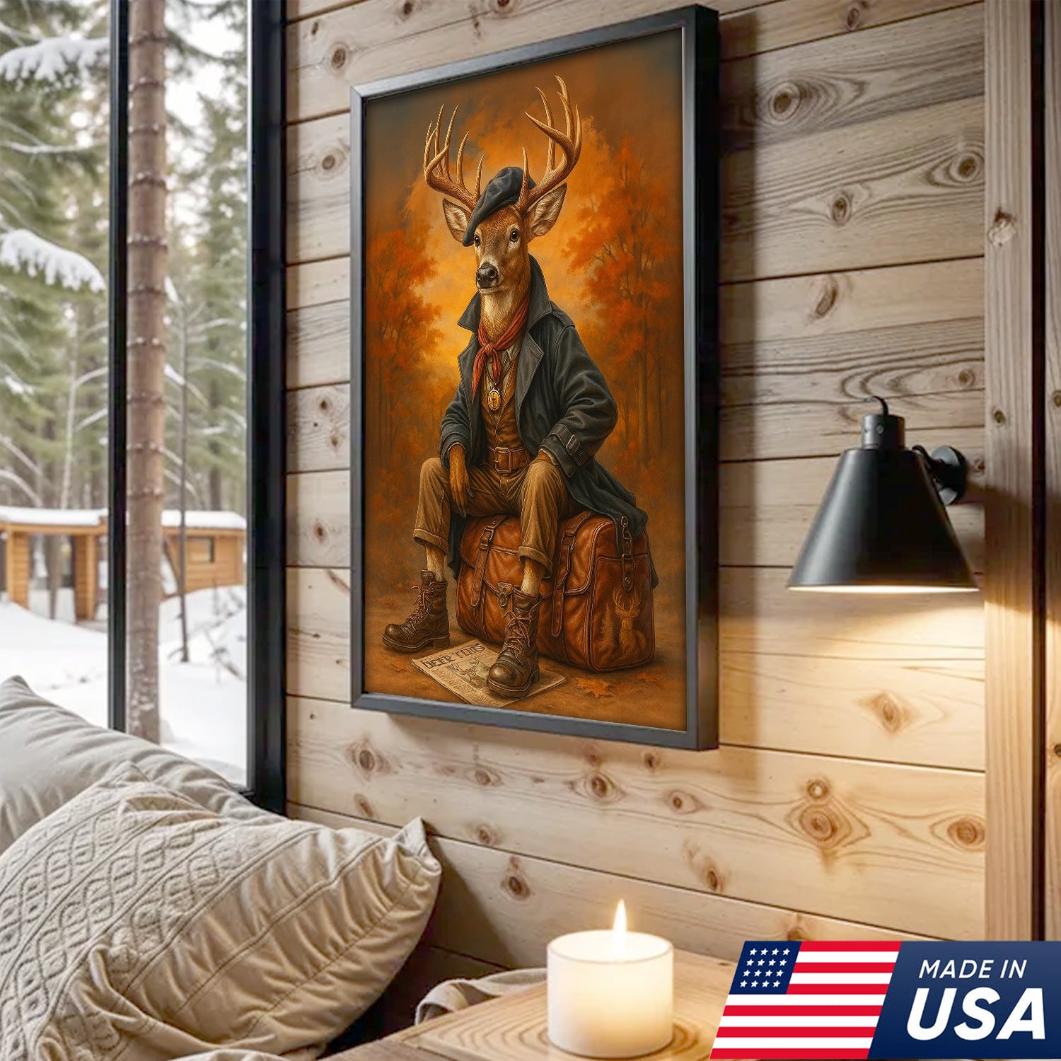 The Gentleman Hunter Deer Canvas Wall Art - Rustic Hunting Lodge - Deer Canvas Print for Hunters