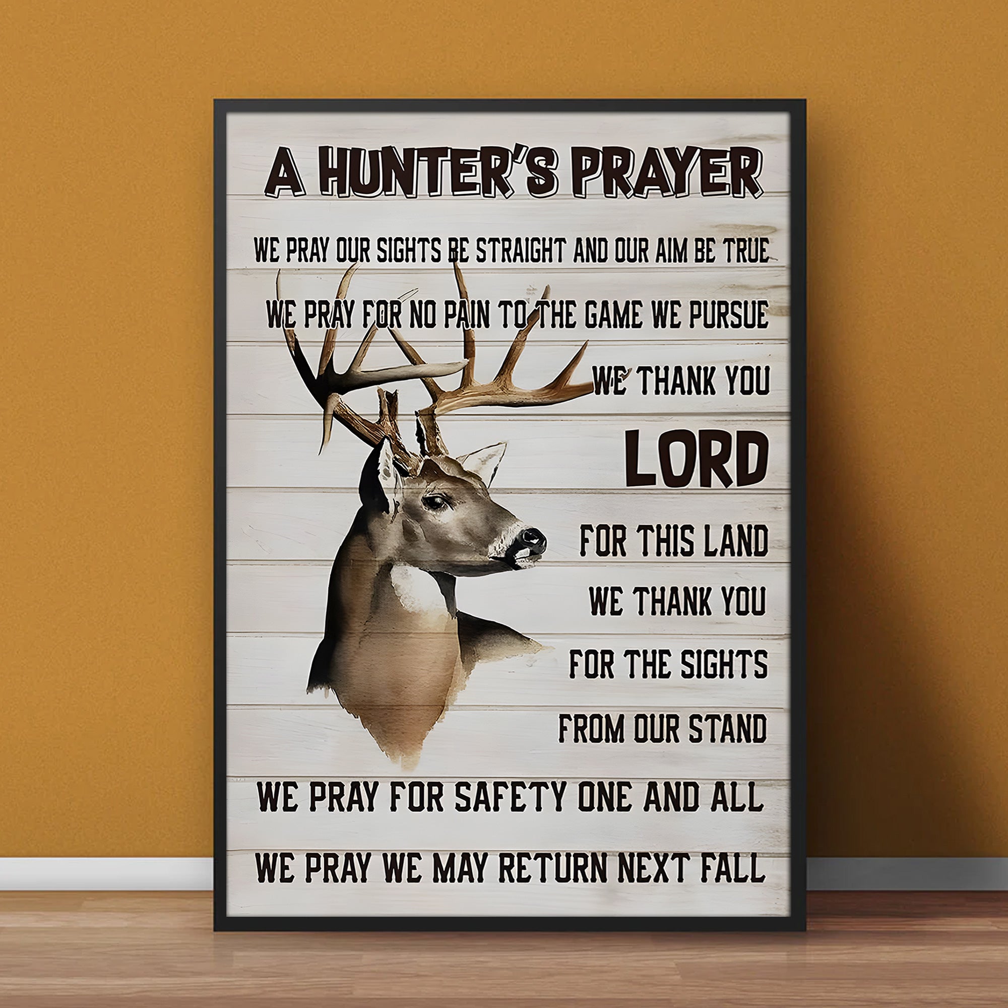 A Hunter’s Prayer Canvas – Deer Hunting Christian Rustic Wall Art Gift For Hunters