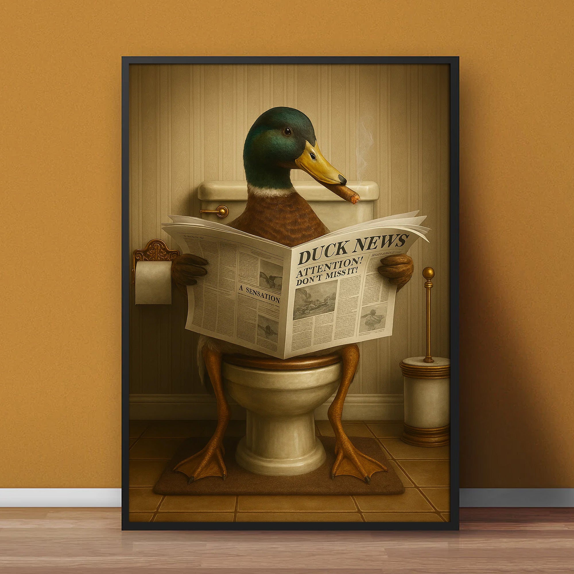 Smoking Duck Canvas – Funny Wildlife Wall Art for Hunters & Animal Lovers