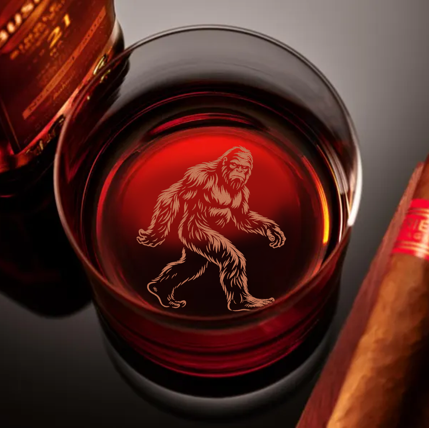 Bigfoot Engraved Whiskey Glass, Custom Rocks Glass, Gift for Hunters & Outdoorsmen, Rustic Barware 2025