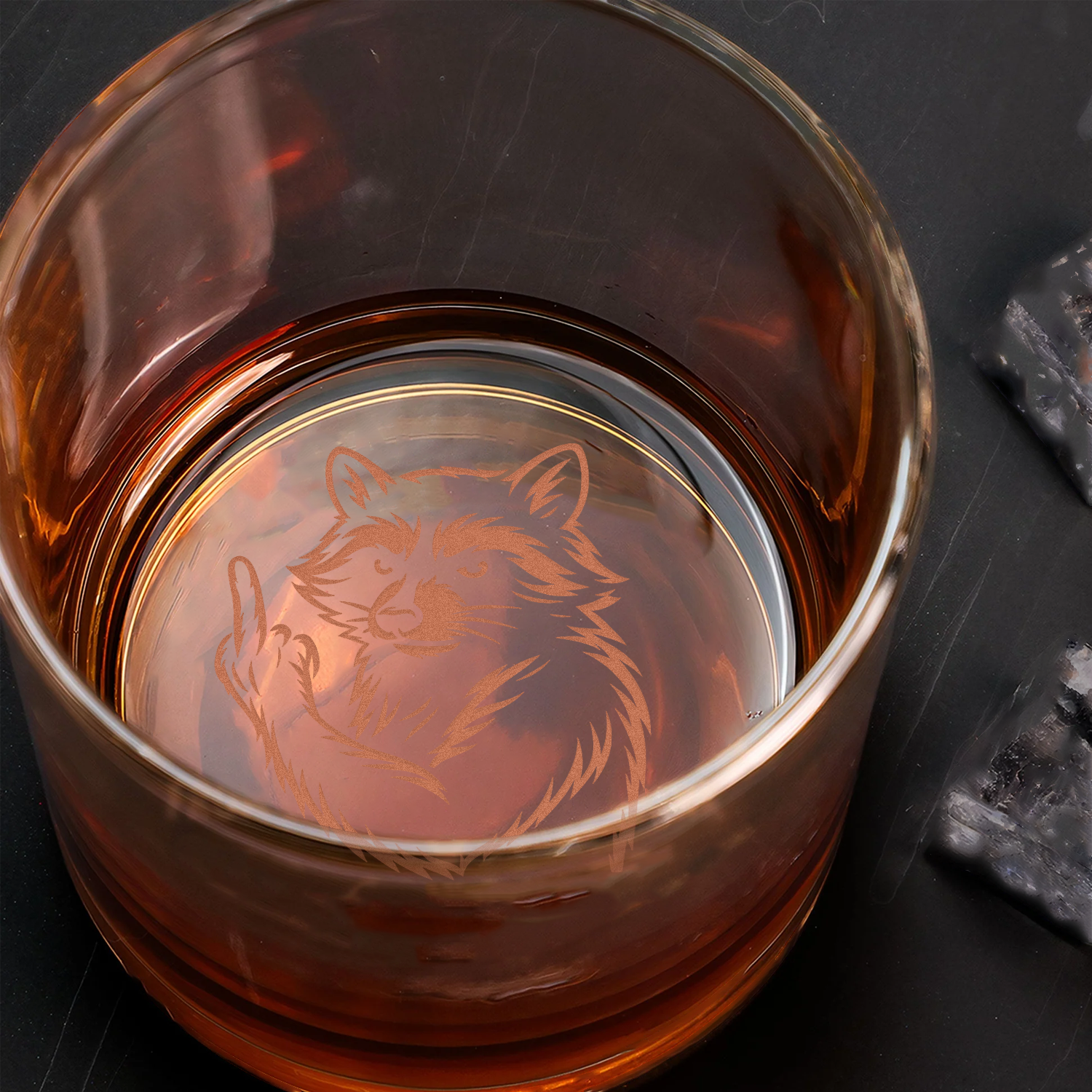 Raccoon Hunting Engraved Whiskey Glass, Gift for Men, Rustic Wildlife Barware