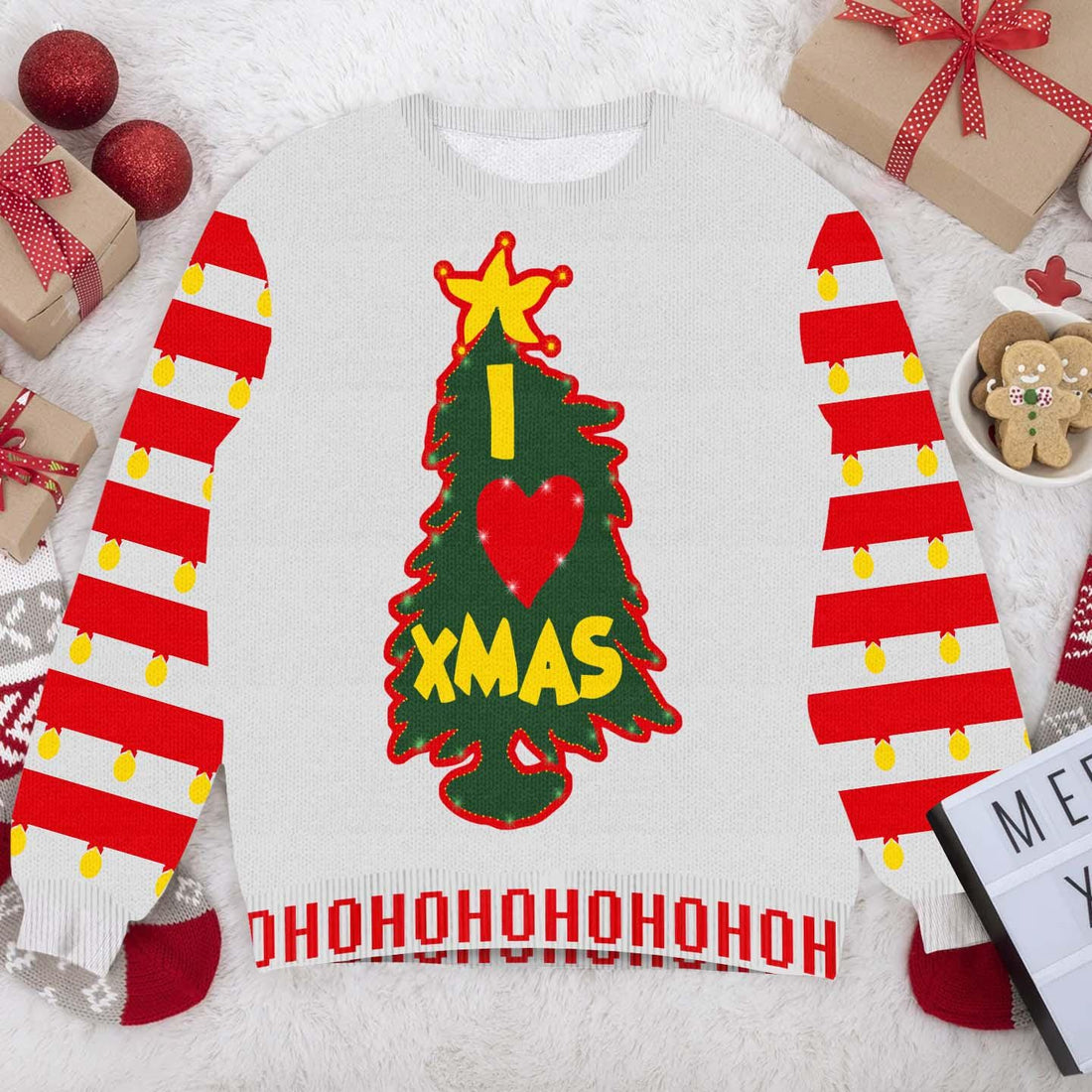 I Love Xmas Ugly Christmas Sweater - Festive Holiday Tree - Perfect for Christmas Enthusiasts