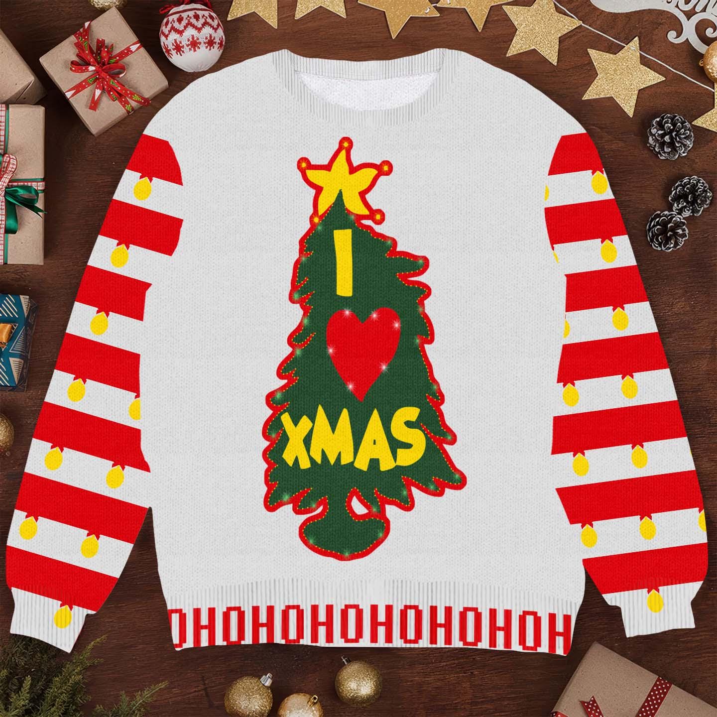 I Love Xmas Ugly Christmas Sweater - Festive Holiday Tree - Perfect for Christmas Enthusiasts