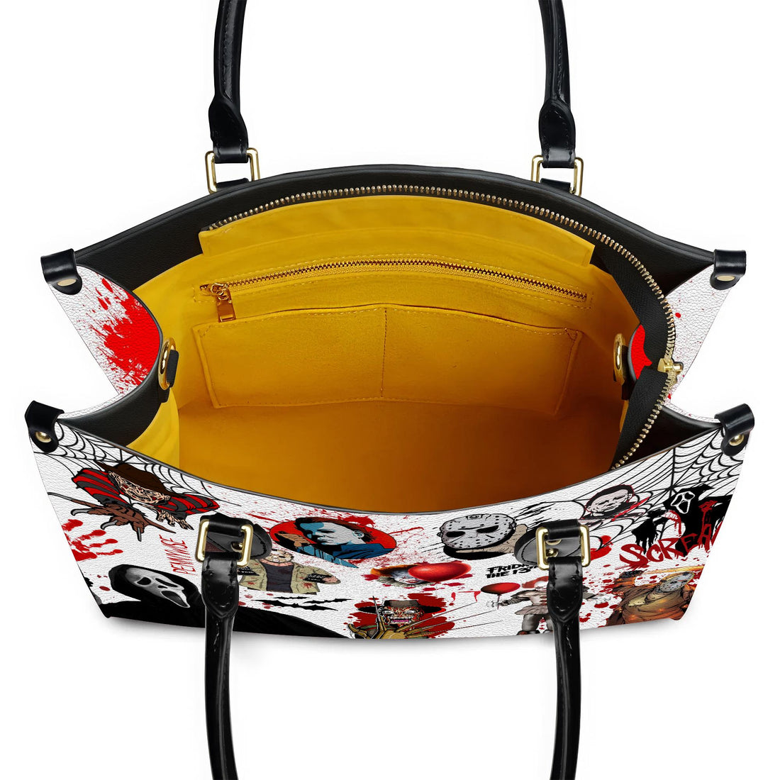 Horror Movie Characters Halloween Leather Handbag, Vintage Horror Leather Bags, Shoulder Bag Gift for Women, Gift for Horror Fans