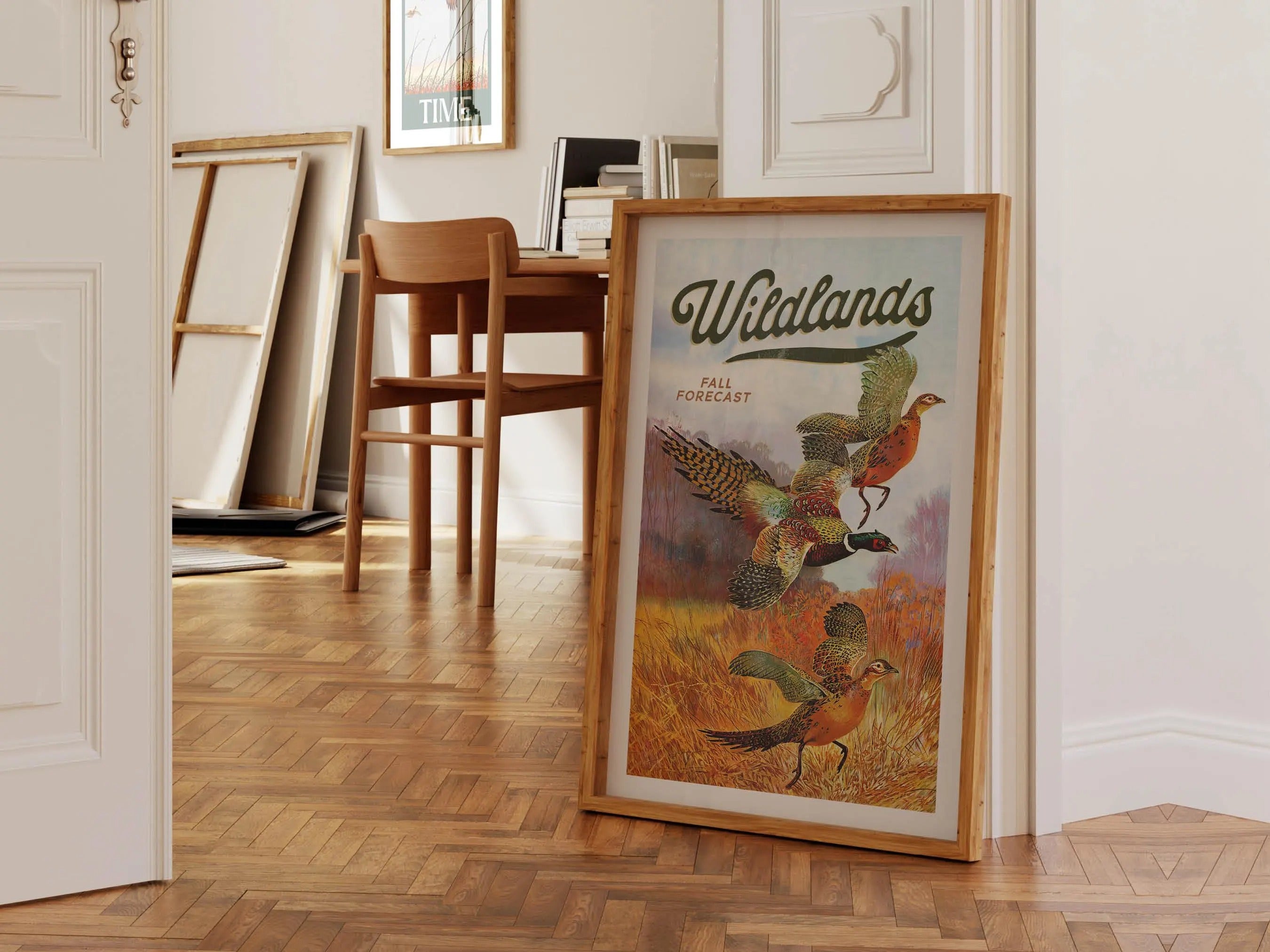 Field Hunting Print Retro Vintage Wildlands Canvas Poster - Fall Forecast with Pheasants Ideal Gift for Hunters & Nature Lovers