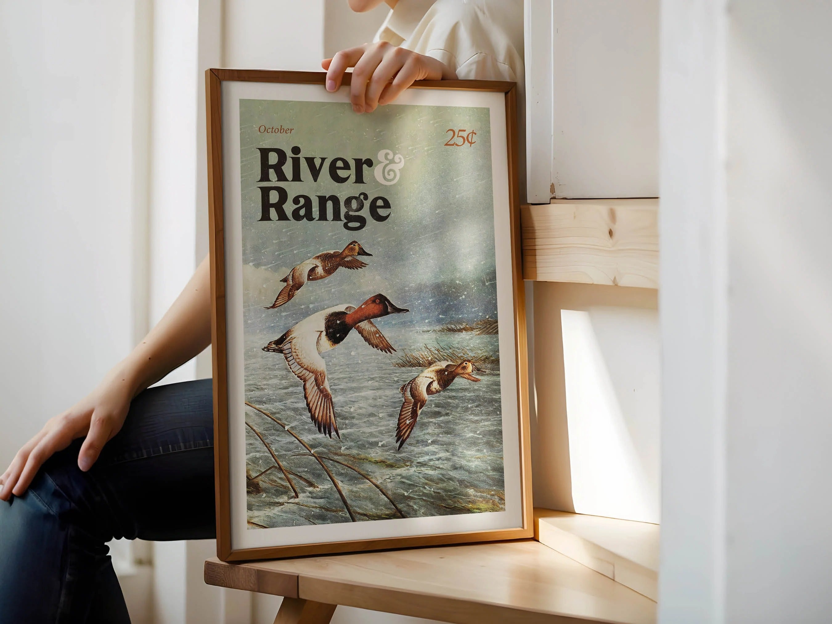 River & Range Duck Hunting Canvas Art - Stunning Flight Scene Ideal Gift for Duck Hunters & Fathers