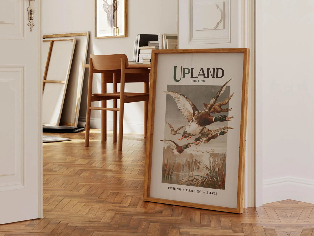 Retro Mallard Print Gift for Hunter Upland Hunting Canvas Art - Mallard Ducks in Flight Perfect Gift for Duck Hunters & Outdoor Enthusiasts