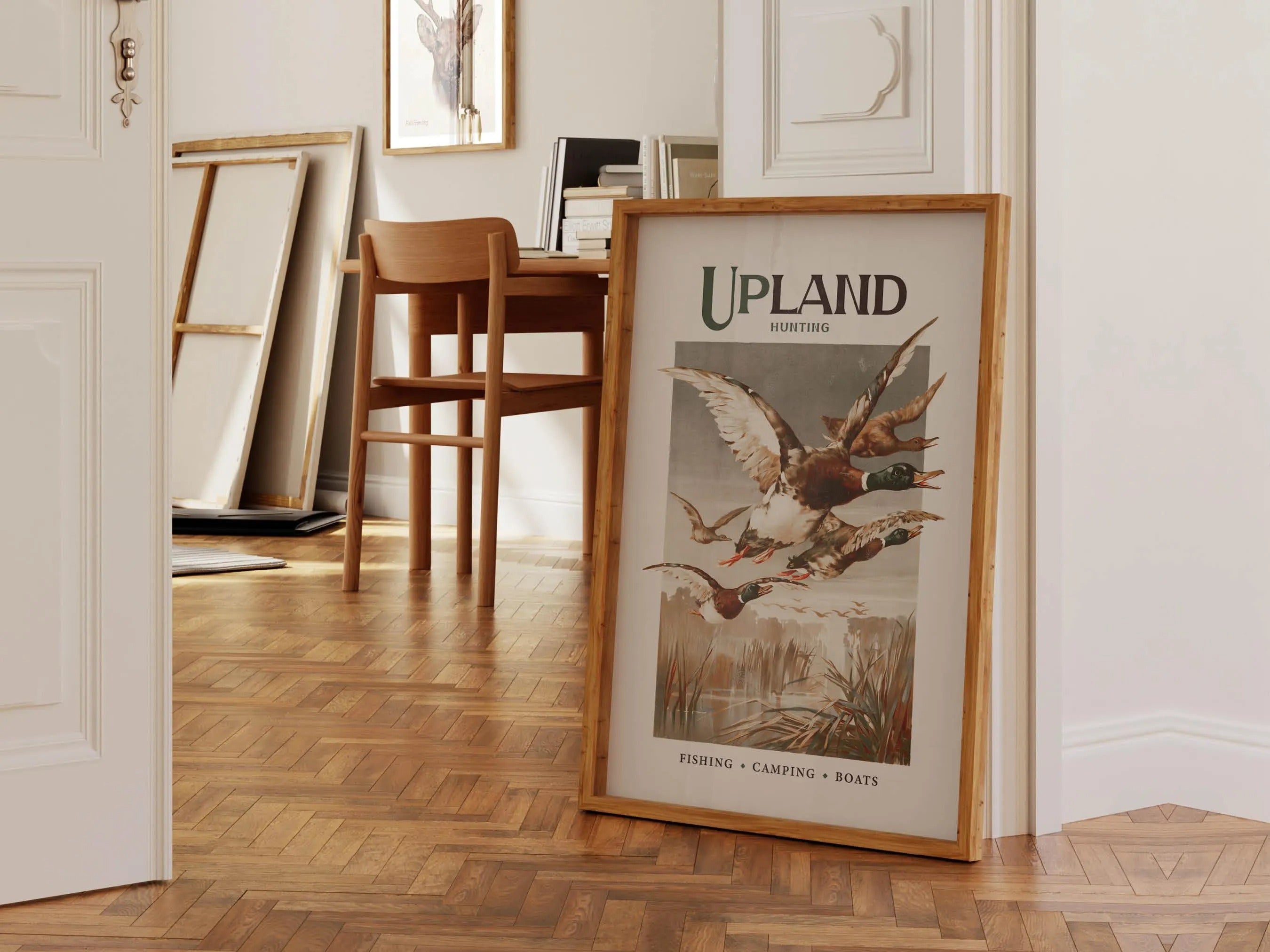 Retro Mallard Print Gift for Hunter Upland Hunting Canvas Art - Mallard Ducks in Flight Perfect Gift for Duck Hunters & Outdoor Enthusiasts