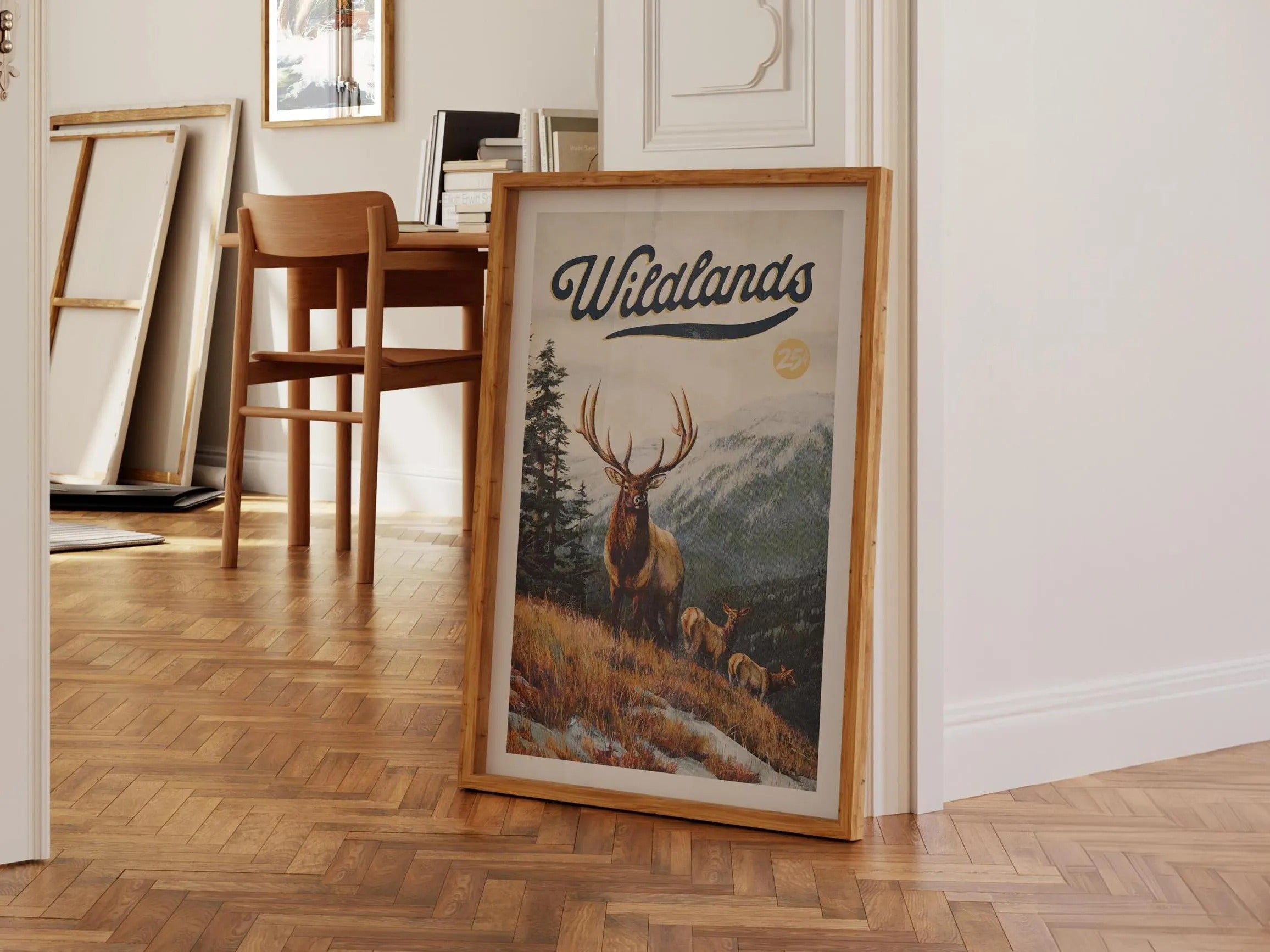 Vintage Wildlands Deer Hunting Canvas Poster - Elk Family in the Wilderness Ideal Gift for Dad & Hunters