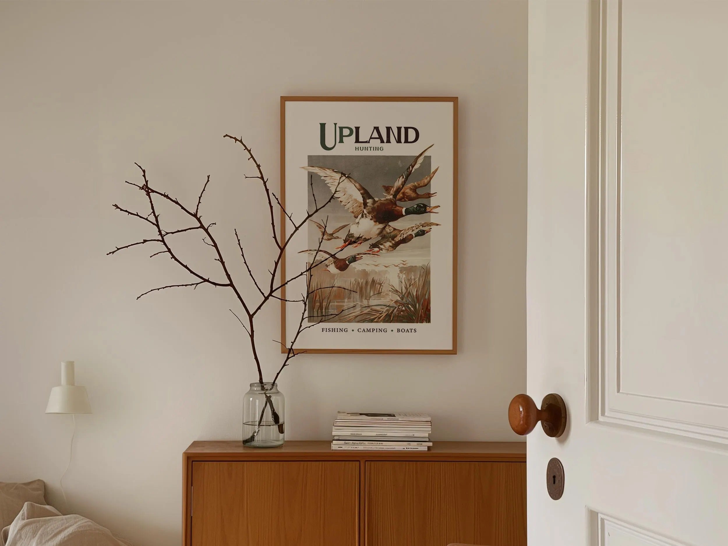 Retro Mallard Print Gift for Hunter Upland Hunting Canvas Art - Mallard Ducks in Flight Perfect Gift for Duck Hunters & Outdoor Enthusiasts