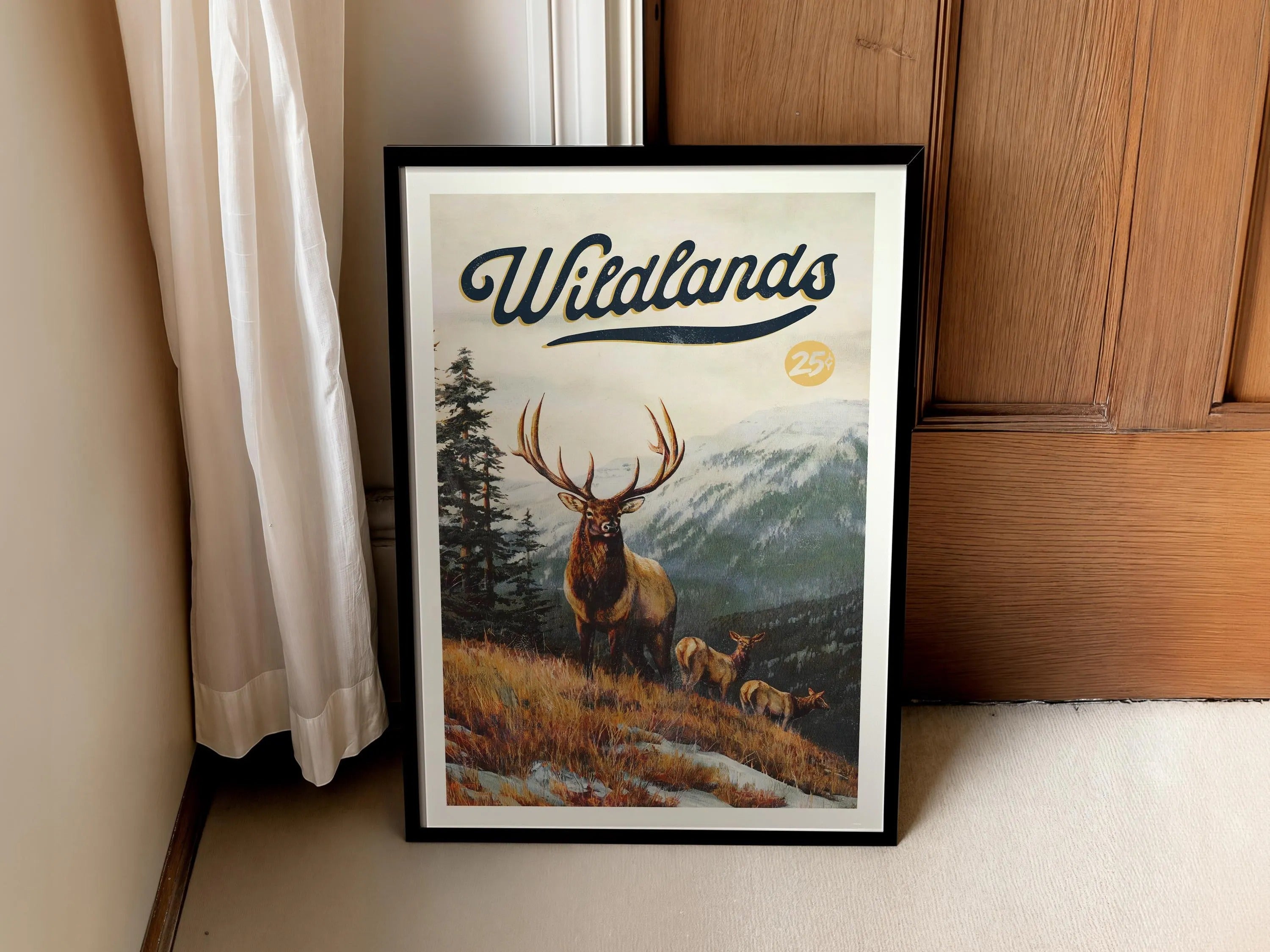Vintage Wildlands Deer Hunting Canvas Poster - Elk Family in the Wilderness Ideal Gift for Dad & Hunters