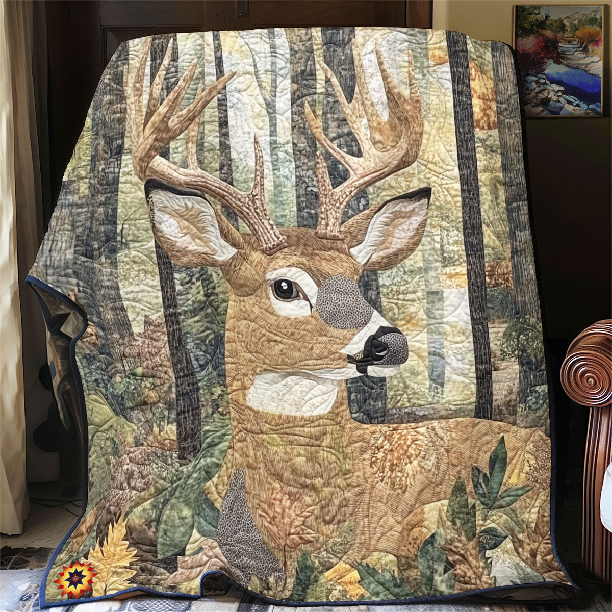 Whimsical Deer Quilt Blanket