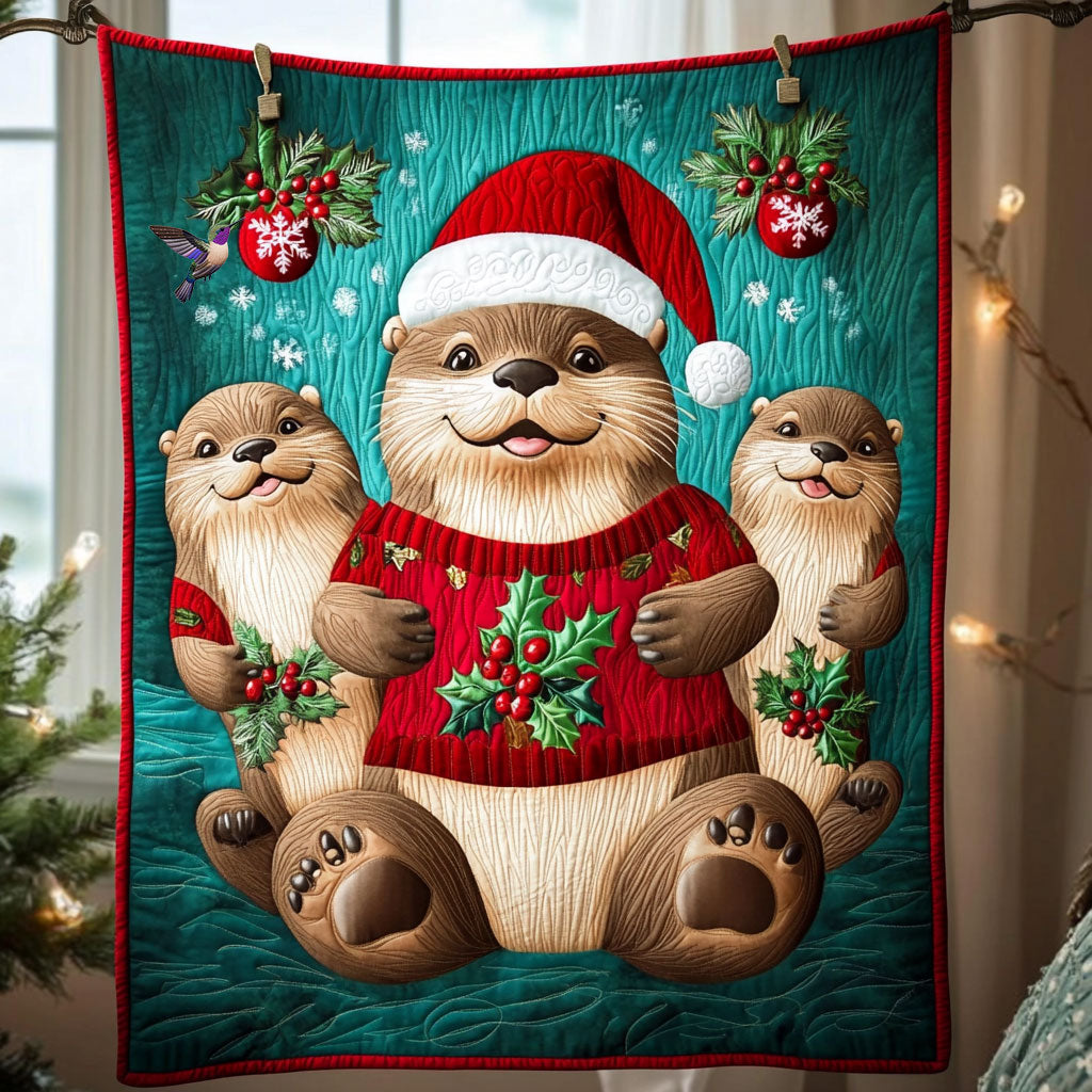 Christmas Of Otter Quilt Blanket