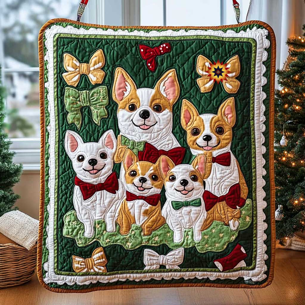 Christmas Chihuahua Gift Quilt Blanket