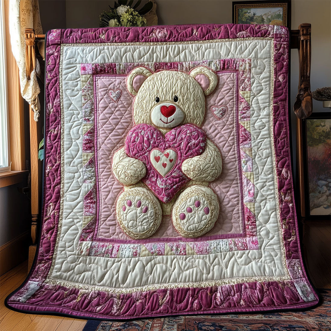Teddy Bear Valentine Cozy Retreat Quilt Blanket