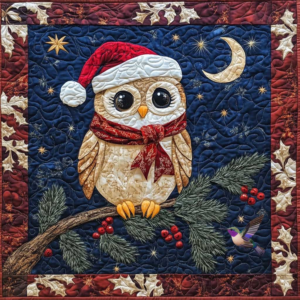 Christmas Night Owl Quilt Blanket