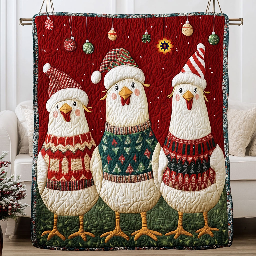 Christmas Chicken Fireside Comfort Quilt Blanket
