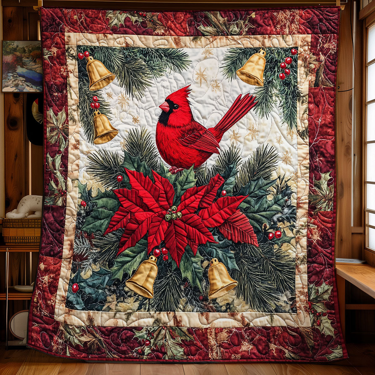 Cardinal Christmas Festive Glow Quilt Blanket