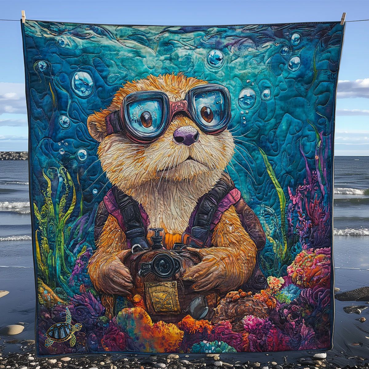 Otter Treasure Hunt Quilt Blanket