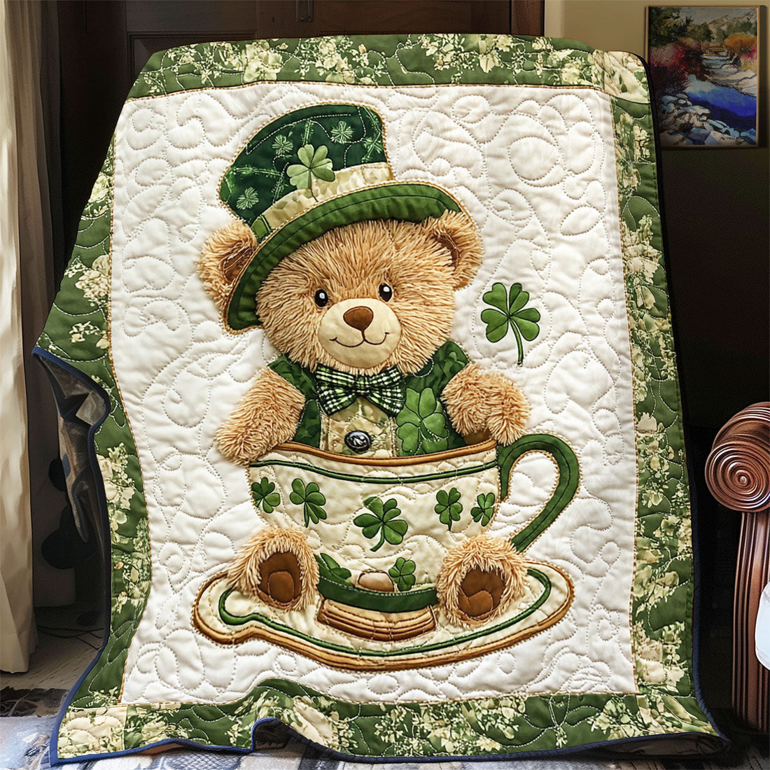 Patrick Day Teddy Bear Quiet Moments Quilt Blanket