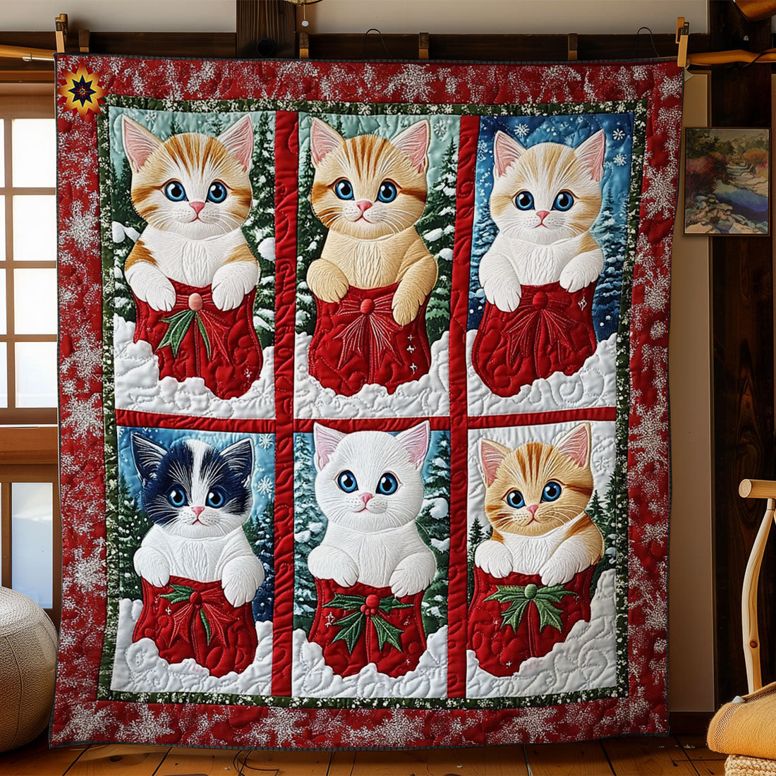 Christmas Kitten Quilt Blanket