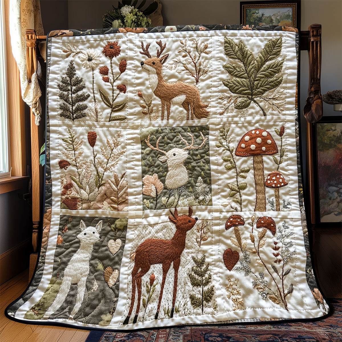Deer Forest Quiet Moments Quilt Blanket