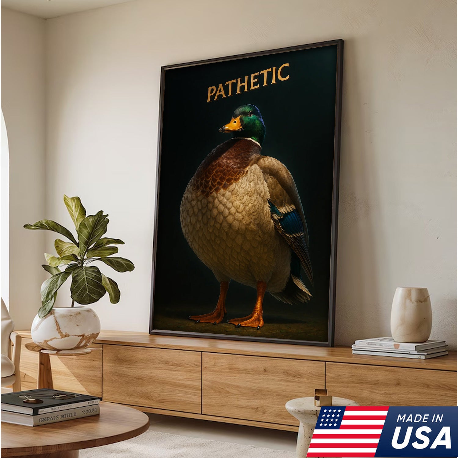 Pathetic Mallard Duck Canvas Wall Art – Funny Hunting Decor – Rustic Lodge Wall Print