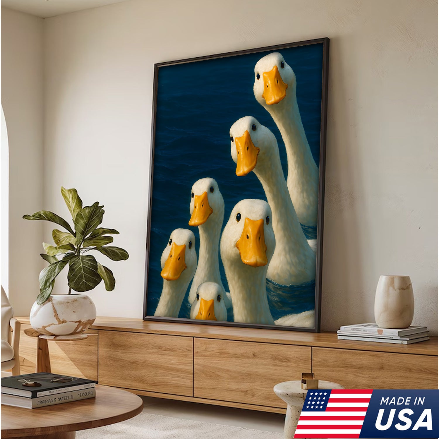 Funny Duck Canvas Wall Art – Quirky Farmhouse & Hunting Cabin Decor, Perfect Gift for Hunters