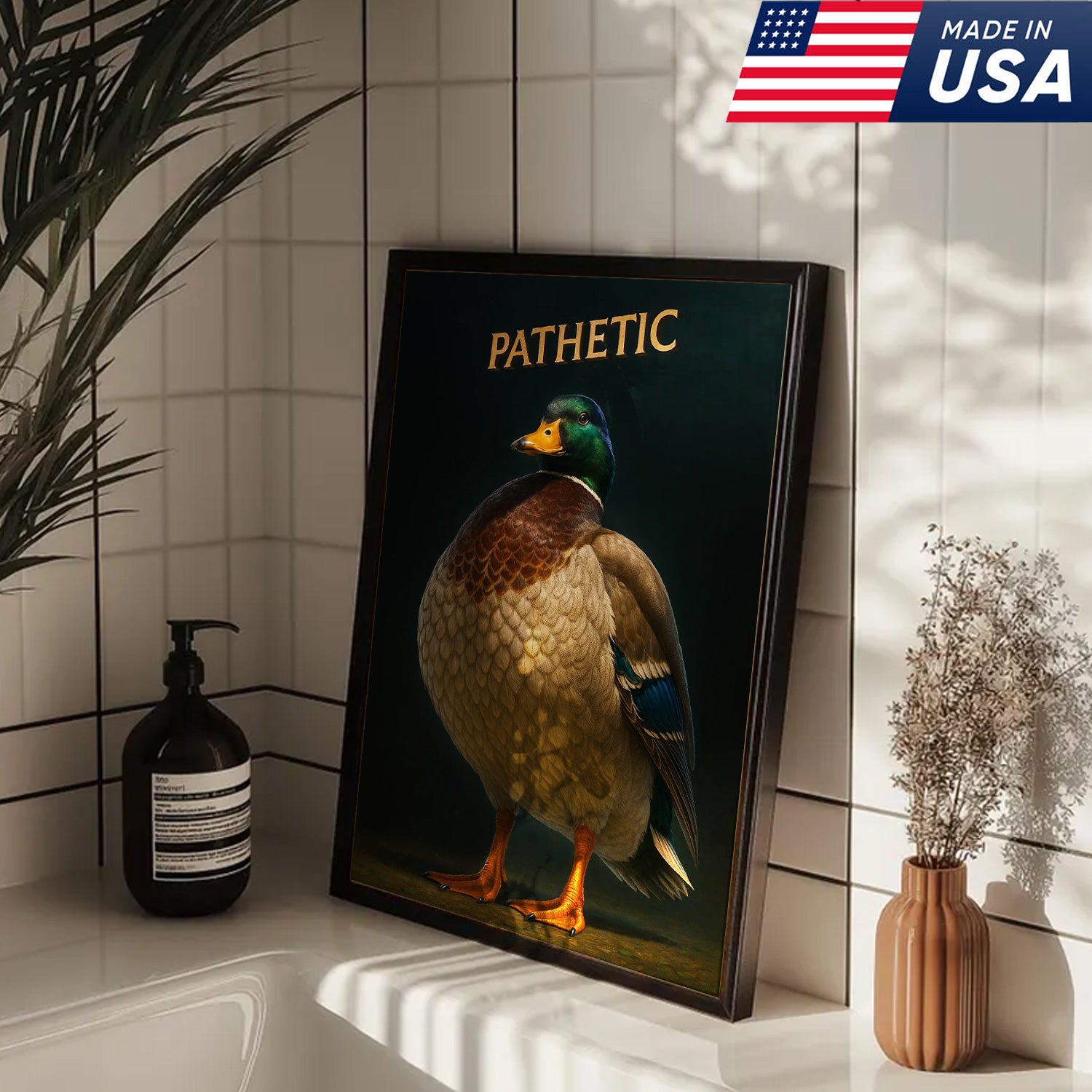 Pathetic Mallard Duck Canvas Wall Art – Funny Hunting Decor – Rustic Lodge Wall Print