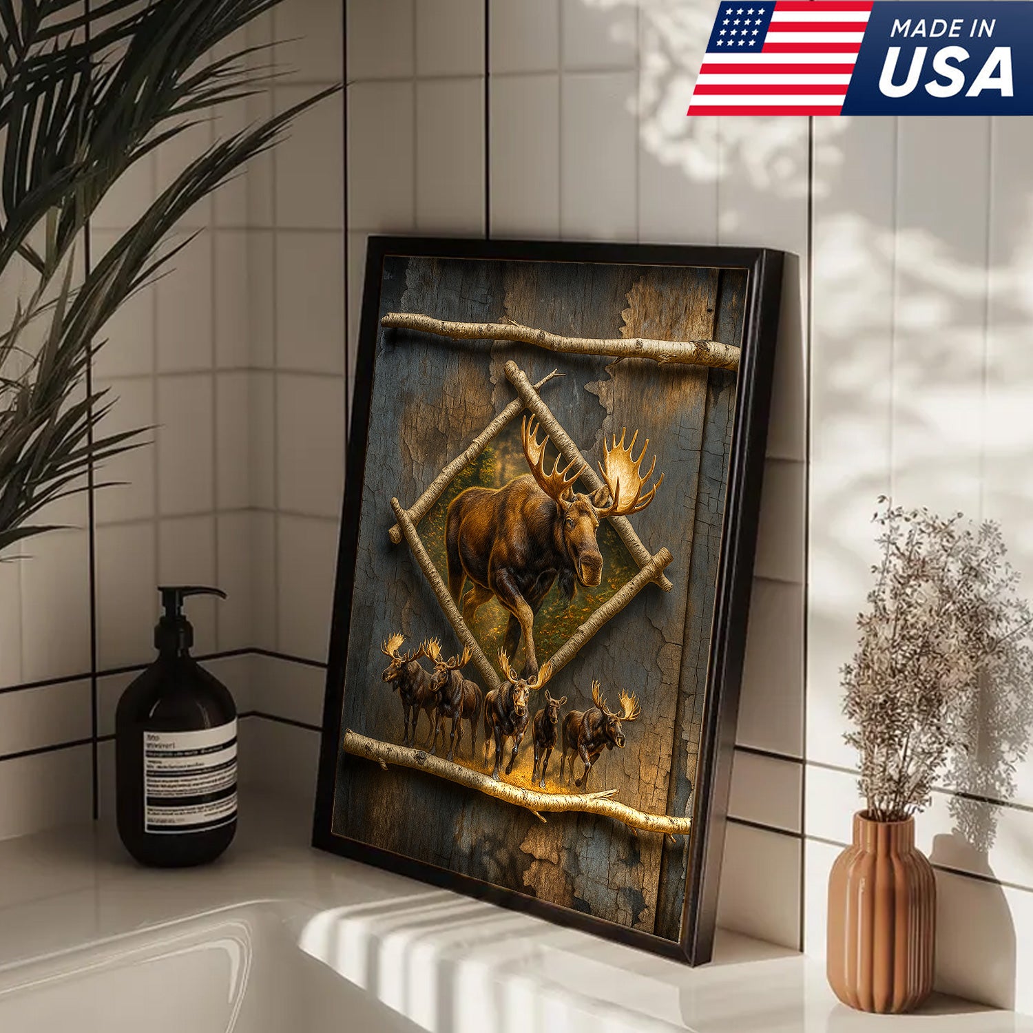 Majestic Moose Canvas Wall Art – Rustic Cabin Decor & Perfect Gift for Hunters