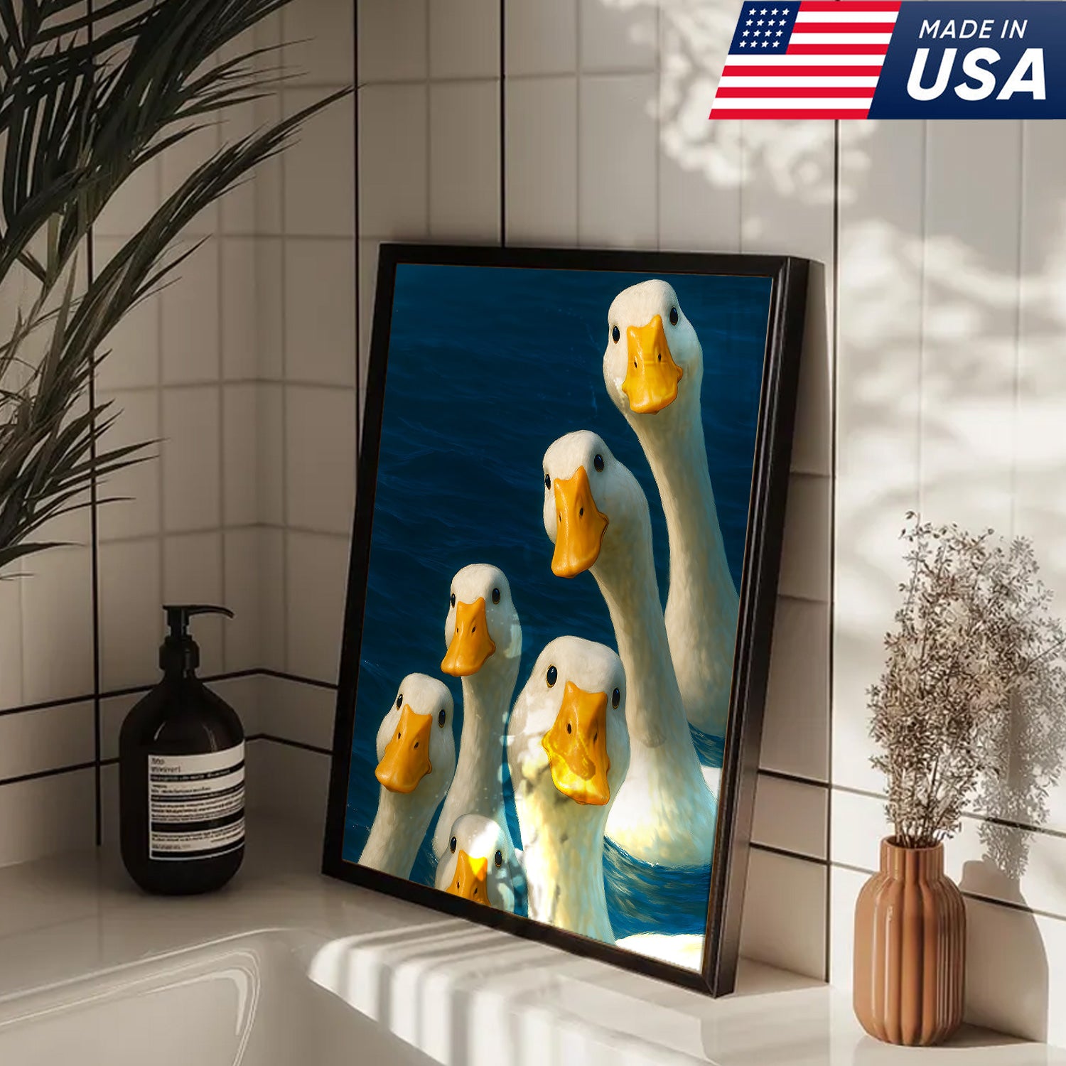 Funny Duck Canvas Wall Art – Quirky Farmhouse & Hunting Cabin Decor, Perfect Gift for Hunters