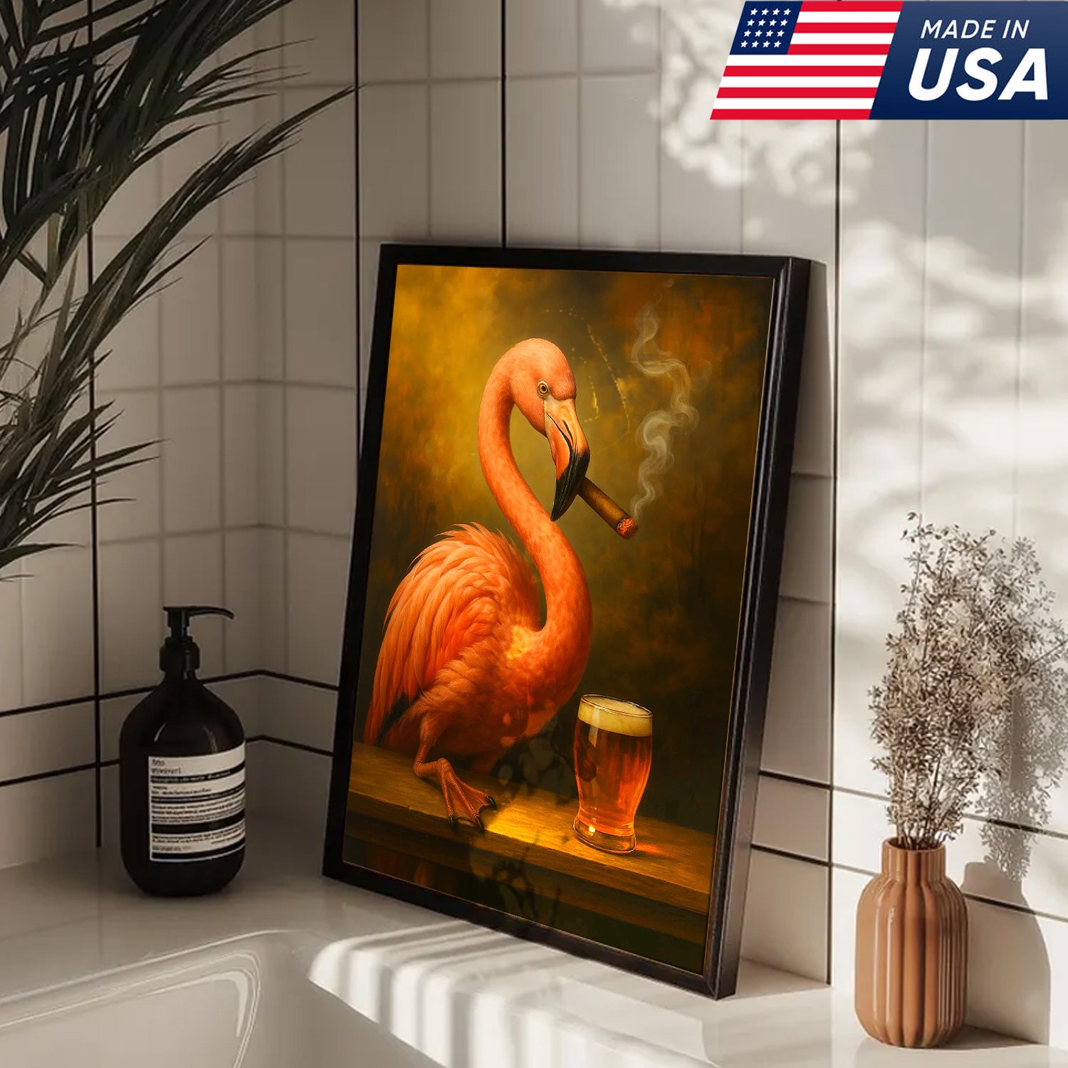 Whimsical Flamingo Canvas Wall Art - Bold Tropical Bird Design for Modern Home Decor - Unique Animal Artwork