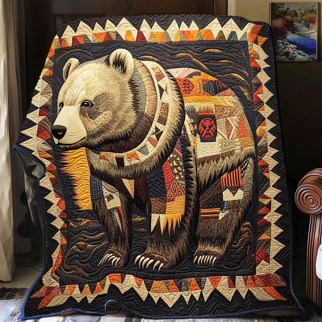 Bear Native American Soft Embrace Quilt Blanket
