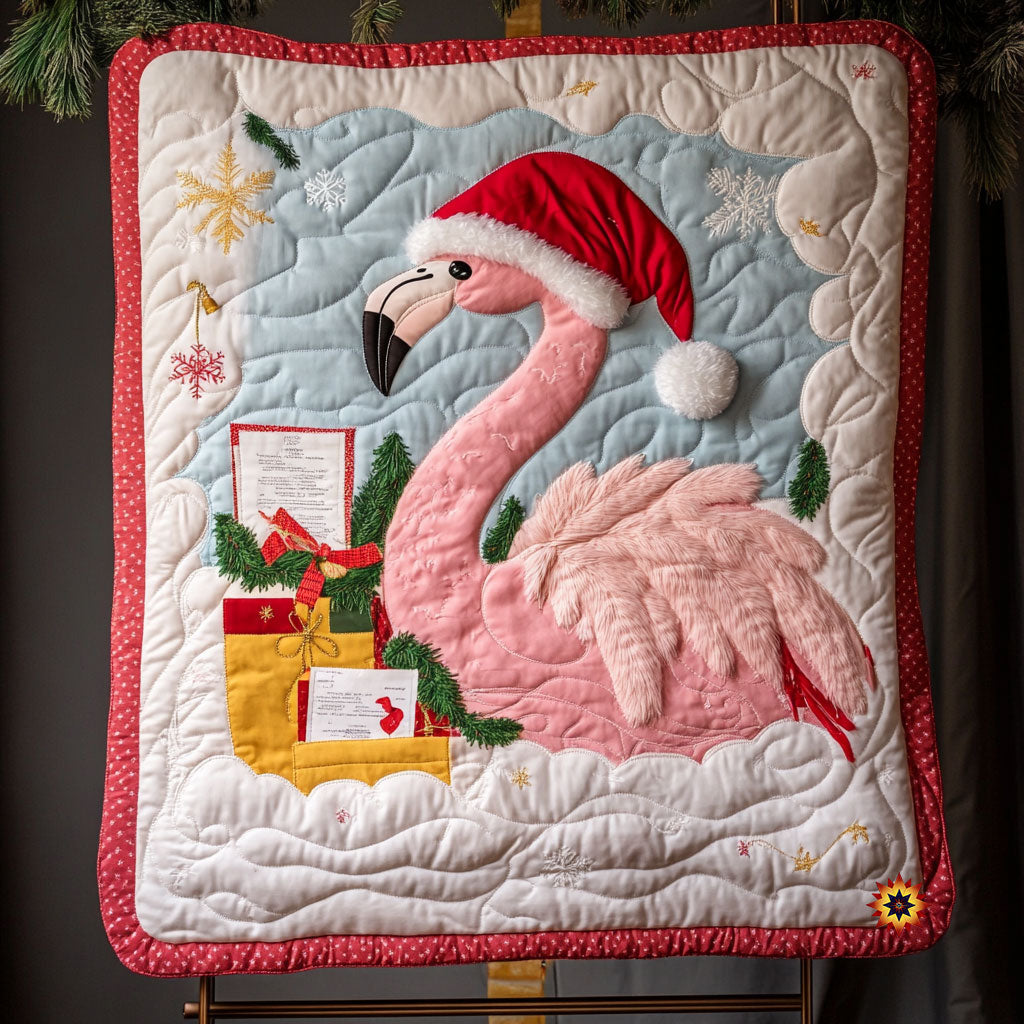 Christmas Of Flamingo Quilt Blanket