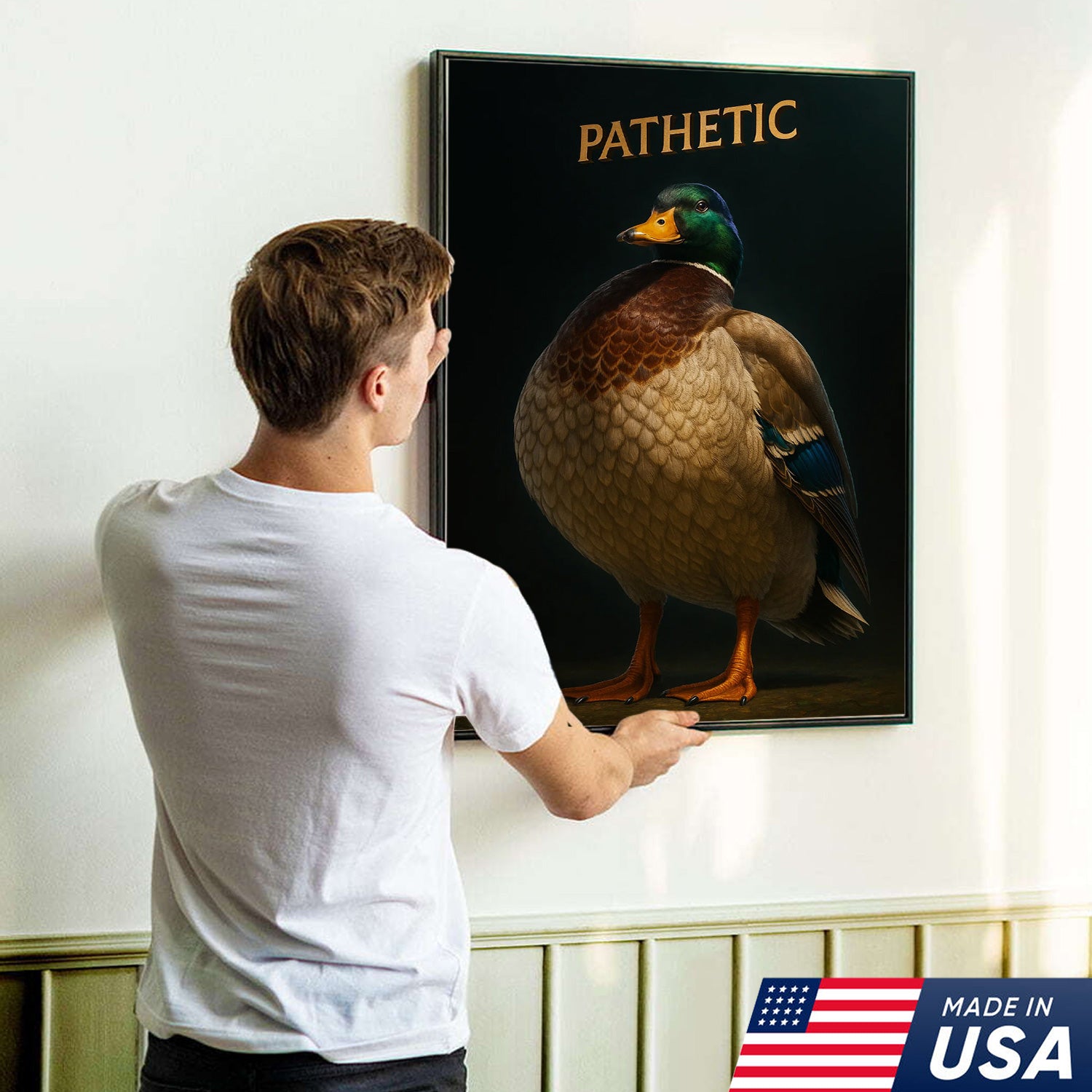 Pathetic Mallard Duck Canvas Wall Art – Funny Hunting Decor – Rustic Lodge Wall Print