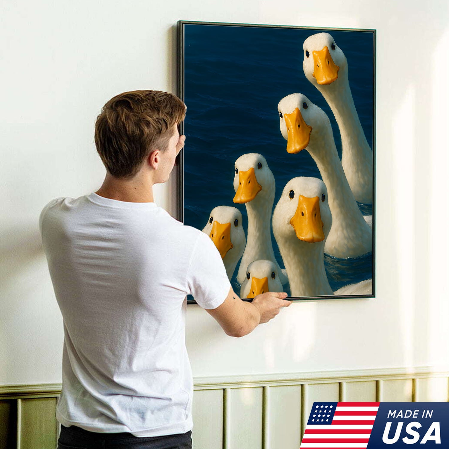 Funny Duck Canvas Wall Art – Quirky Farmhouse & Hunting Cabin Decor, Perfect Gift for Hunters