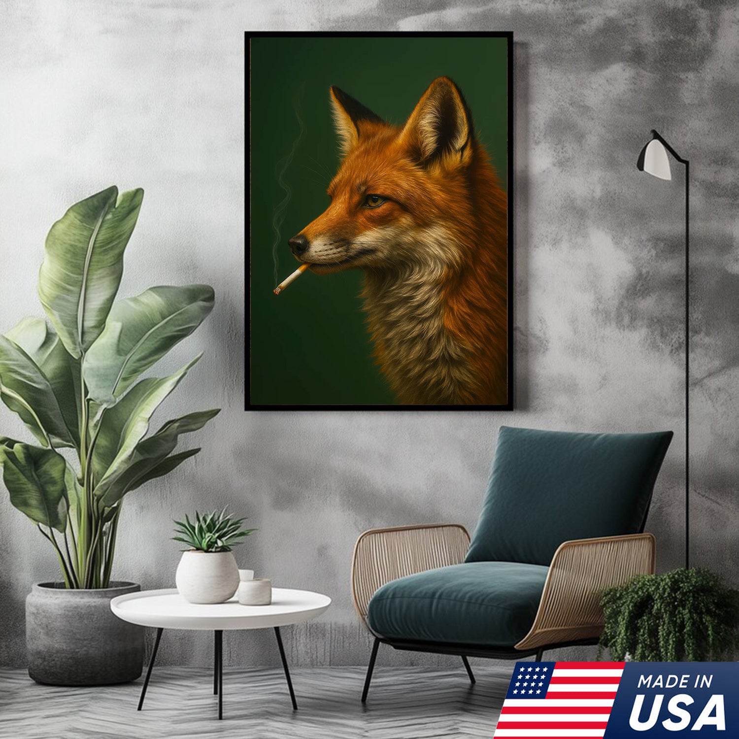 Rustic Red Fox Canvas Wall Art – Nature Inspired Cabin Decor – Unique Wildlife Wall Hanging