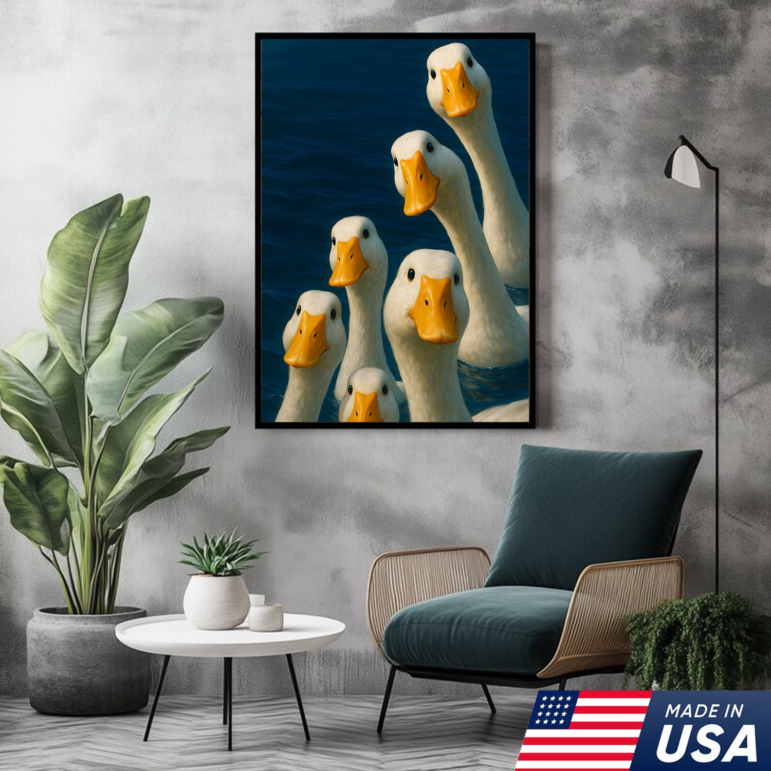 Funny Duck Canvas Wall Art – Quirky Farmhouse & Hunting Cabin Decor, Perfect Gift for Hunters