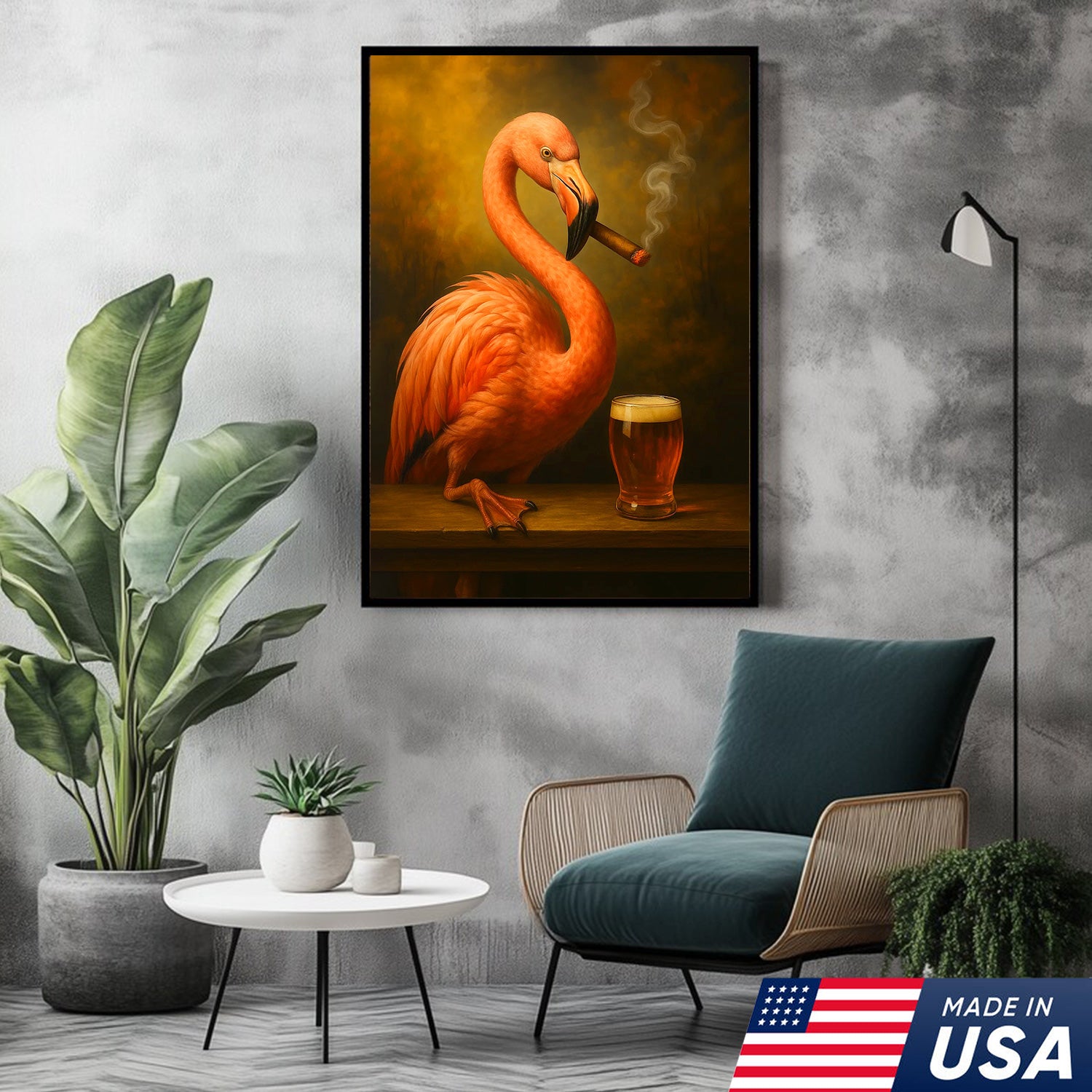 Whimsical Flamingo Canvas Wall Art - Bold Tropical Bird Design for Modern Home Decor - Unique Animal Artwork