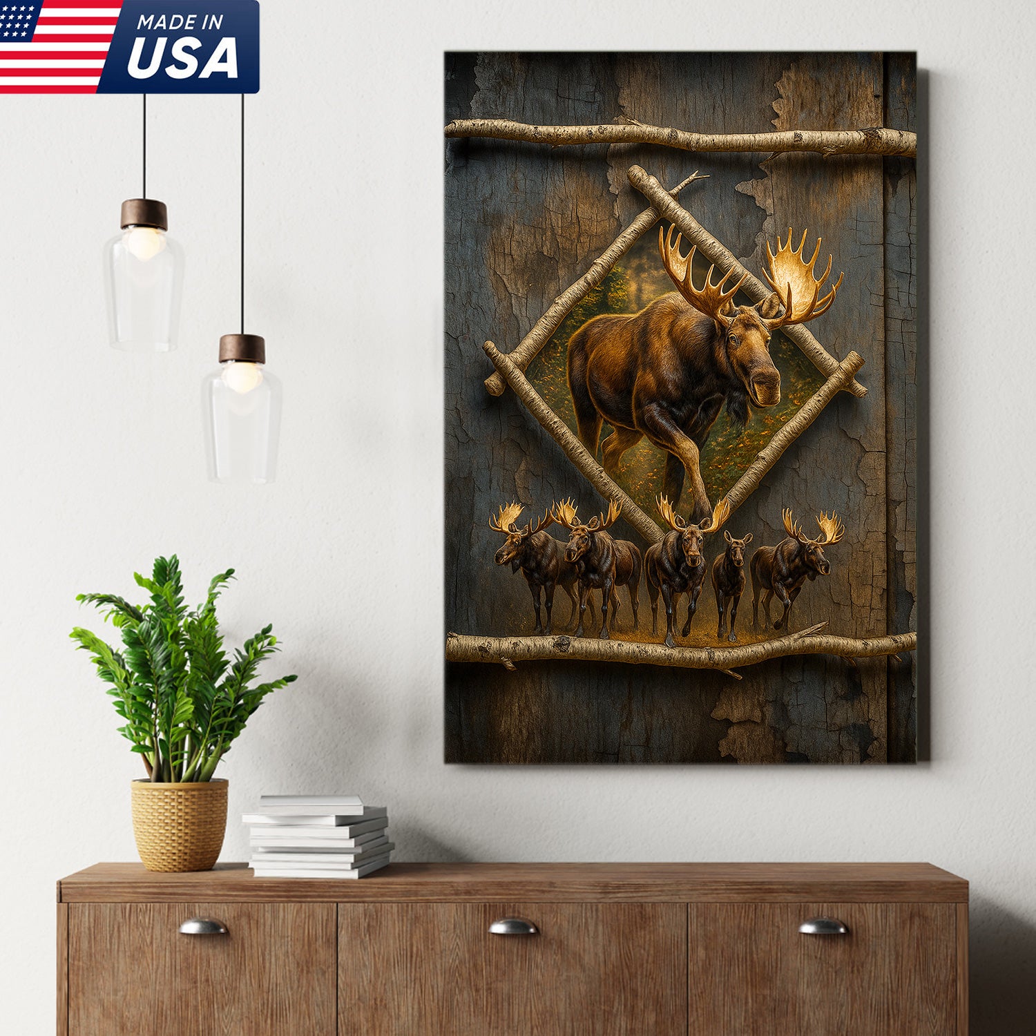 Majestic Moose Canvas Wall Art – Rustic Cabin Decor & Perfect Gift for Hunters