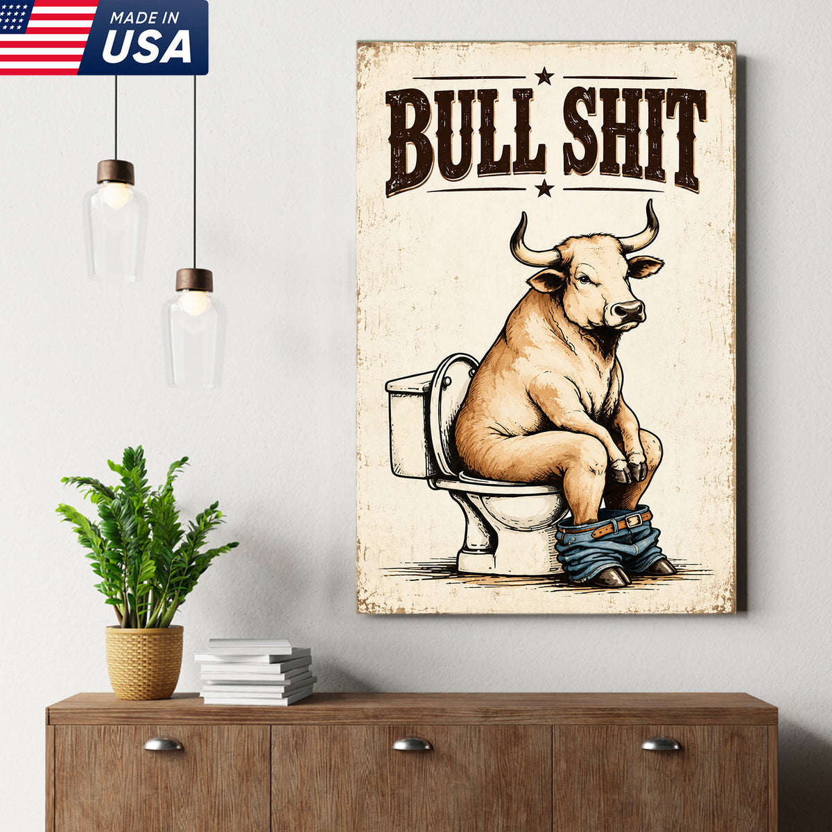 Bullshit Bathroom Humor Canvas