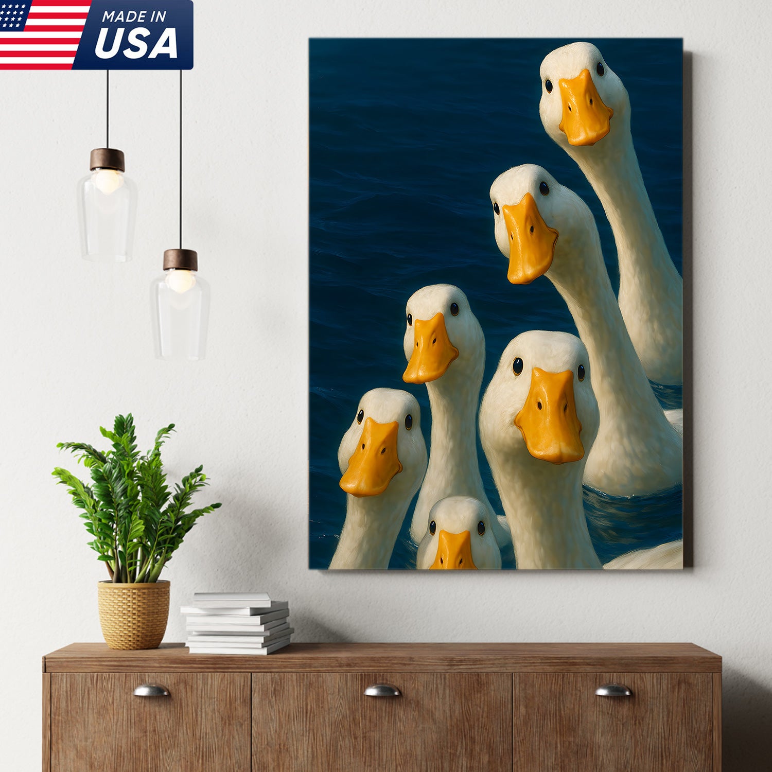 Funny Duck Canvas Wall Art – Quirky Farmhouse & Hunting Cabin Decor, Perfect Gift for Hunters