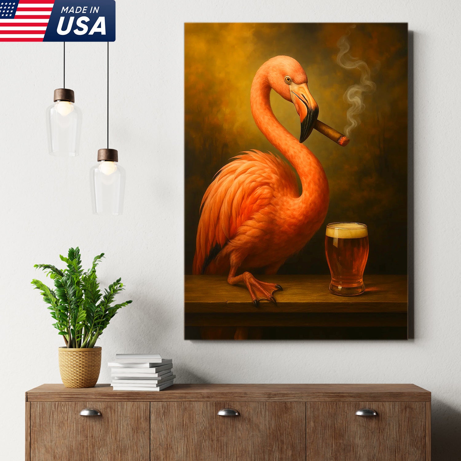 Whimsical Flamingo Canvas Wall Art - Bold Tropical Bird Design for Modern Home Decor - Unique Animal Artwork