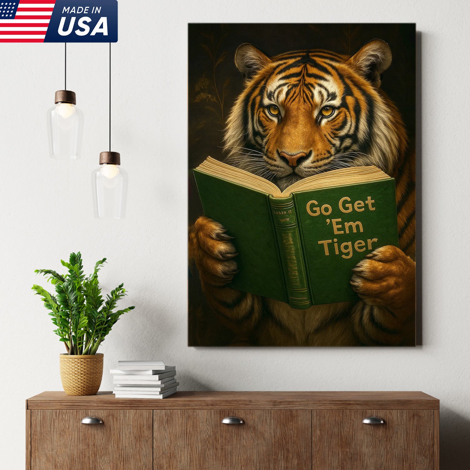 Motivational Tiger Canvas Wall Art - Inspiring Reading Animal Design - Bold Wildlife Artwork for Home Decor