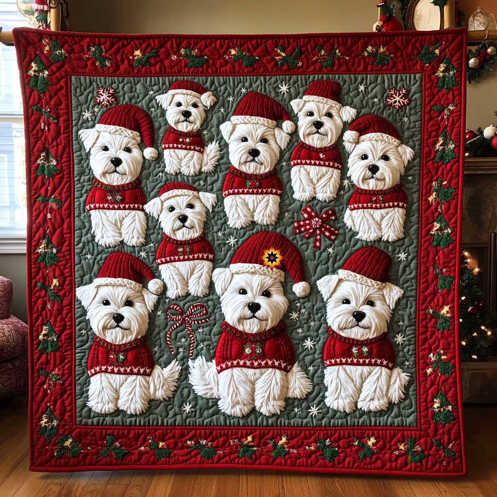Bichon Christmas Collection Quilt Blanket