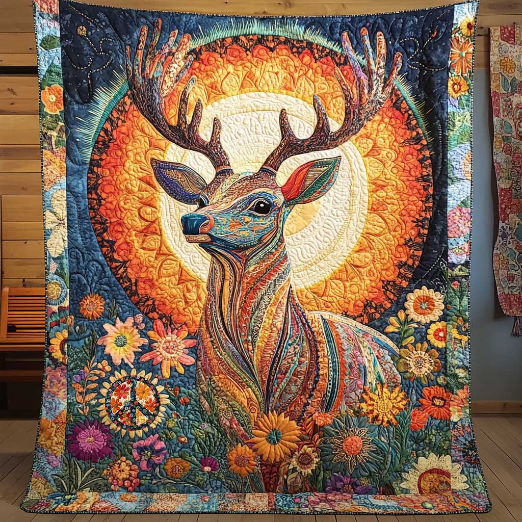 Majestic Deer Bloom Quilt Blanket